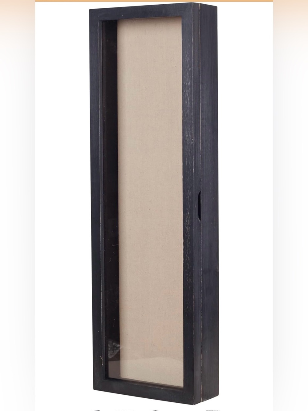 Tall Narrow Shadow Box Display Frame in Black and Beige